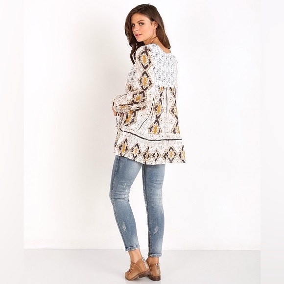 FREE PEOPLE Down by the Bay 60’s Tunic Ivory Combo M - Picture 9 of 13